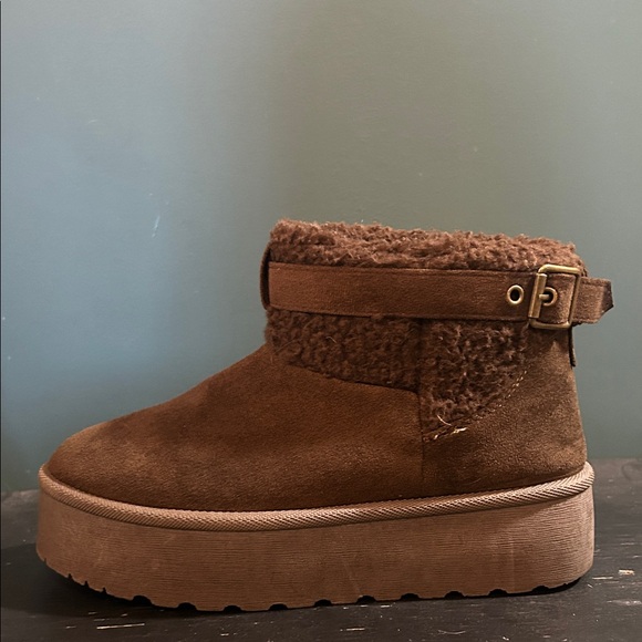 Brown Suede Ankle Boots with Buckle - Picture 5 of 11